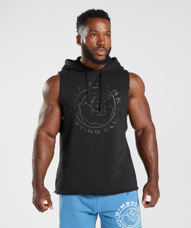 Bluzy Z Kapturem Gymshark Legacy Drop Arm Męskie Czarne | PL 650OFV